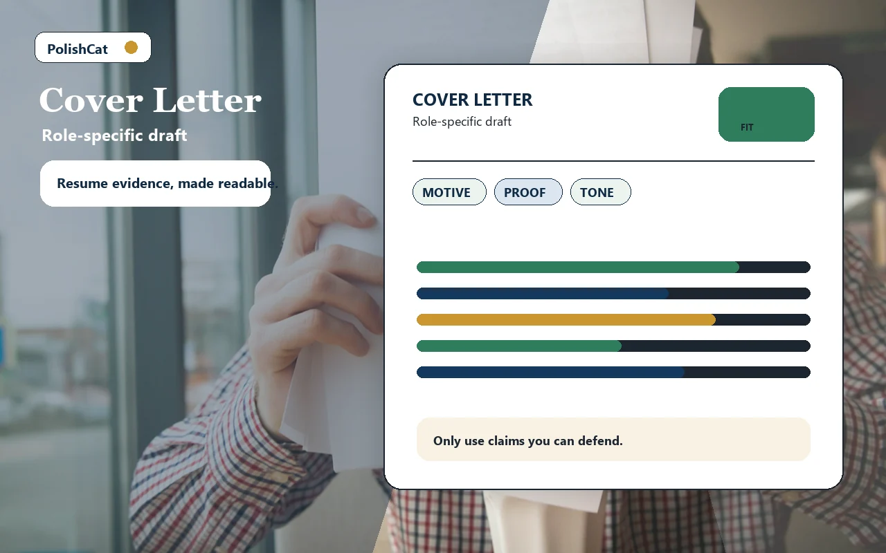 Role-specific cover letter draft report in an office workspace
