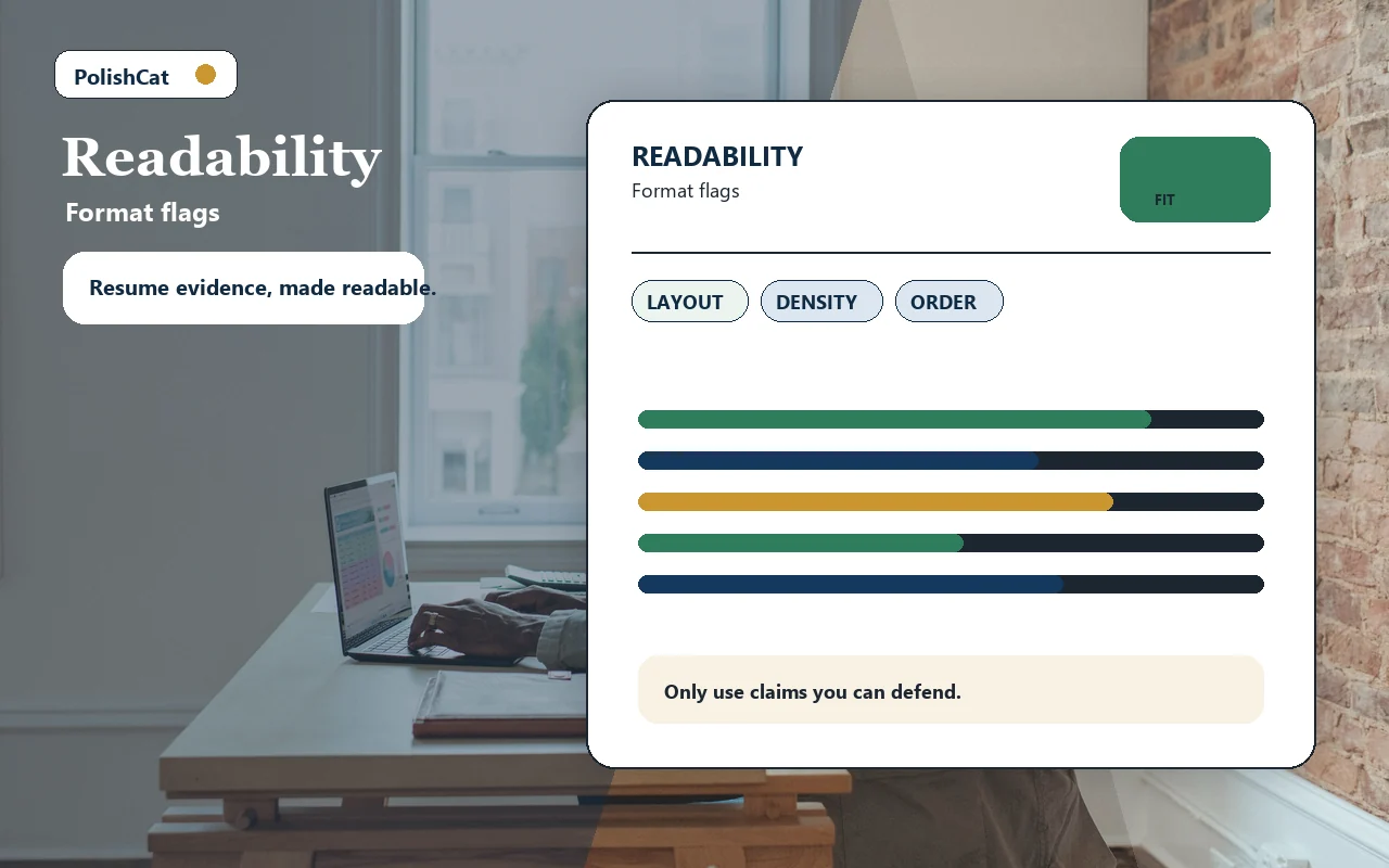 Resume readability and formatting report on a desk